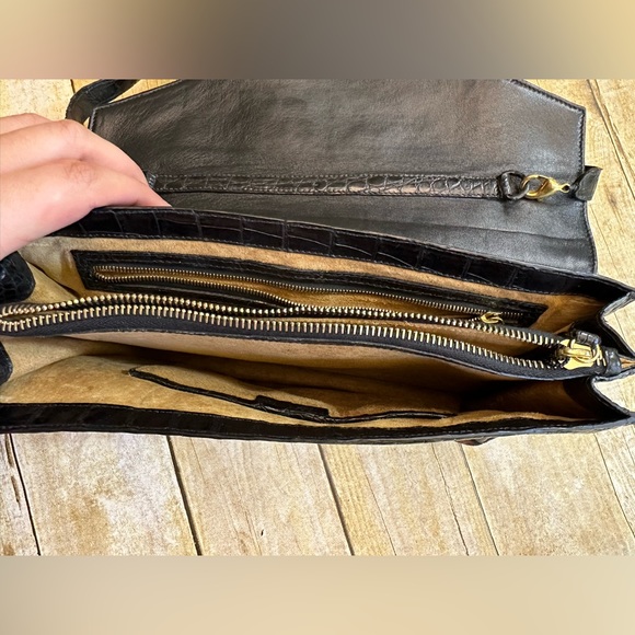 Nancy Gonzalez Croc Convertible Shoulder Bag Clutch Leopard on Calf Hair - Picture 6 of 12